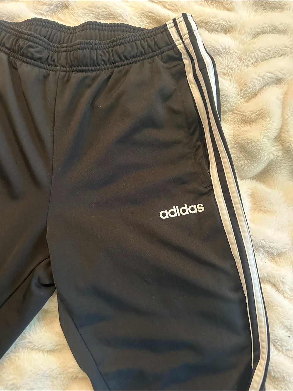 adidas Black Joggers with White Side Stripes